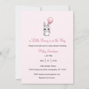 A Little Bunny is on the Way Invitation, Baby  Invitation