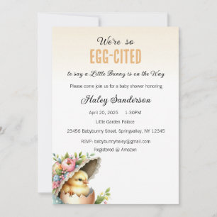 A Little Bunny is on the Way Invitation, Egg-cited Invitation