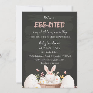 A Little Bunny is on the Way Invitation, Egg-cited Invitation