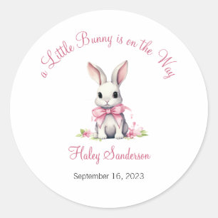 A Little Bunny is on the Way Label, Baby Classic  Round Sticker