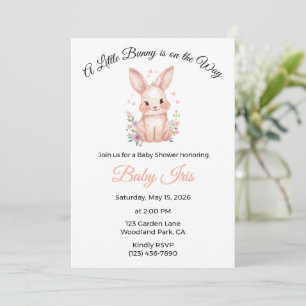 A Little Bunny is on the Way Pink Girl Baby Shower Invitation