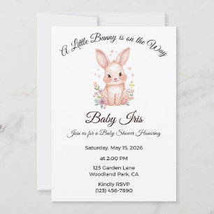 A Little Bunny is on the Way Pink Girl Baby Shower Invitation
