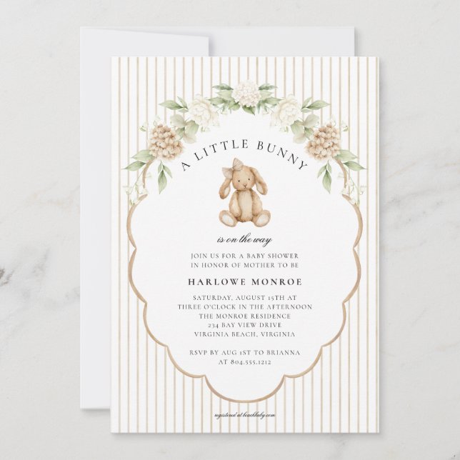 A Little Bunny Neutral Baby Shower Invitation (Front)