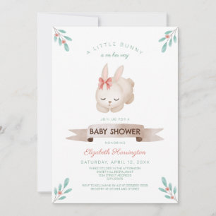 A Little Bunny Spring Girl Baby Shower Invitation