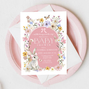 A Little Bunny Wildflower Baby Shower Invitation