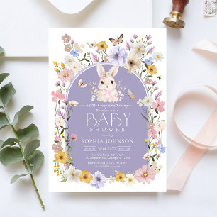 A Little Bunny Wildflower Baby Shower Invitation