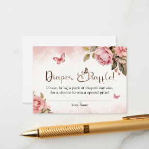 A Little Butterfly Baby Shower Diaper Raffle Enclosure Card