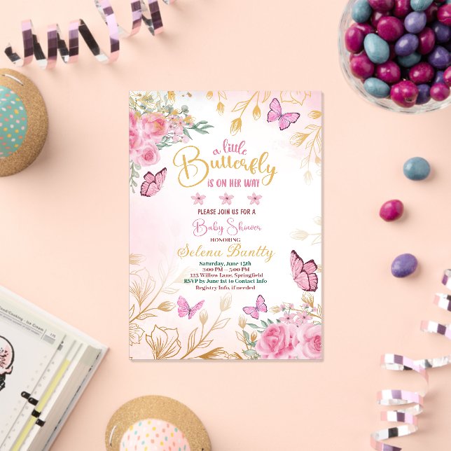 A little butterfly baby shower Girl Watercolor Acrylic Invitations (Insitu (Celebration))
