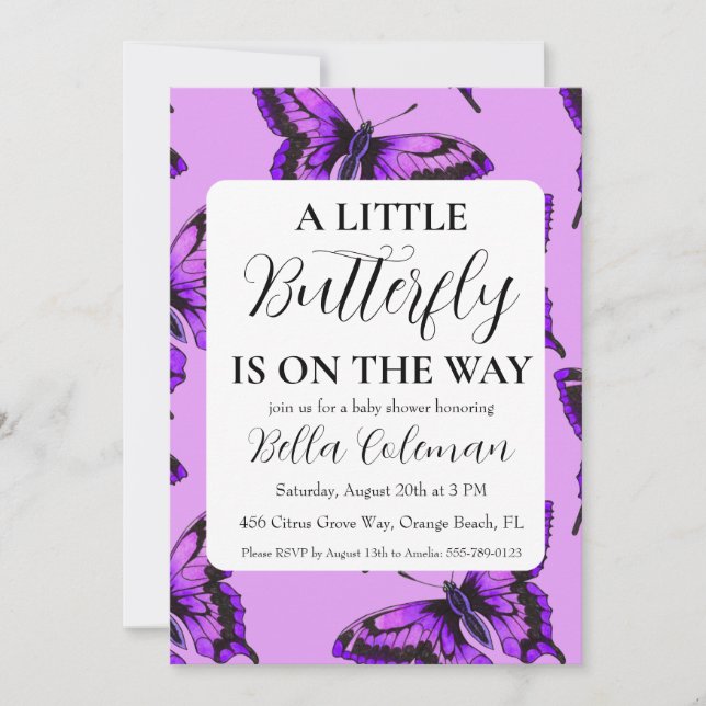a little butterfly baby shower invitations (Front)