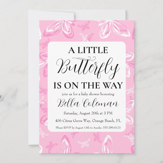 a little butterfly baby shower invitations (Front)