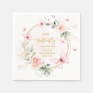 A little butterfly baby shower  napkin