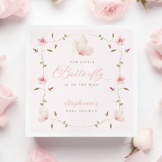 A Little Butterfly Baby Shower Napkin