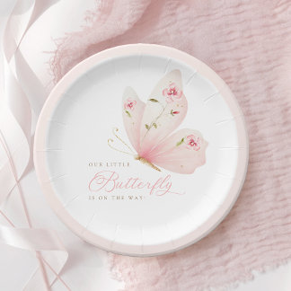 A Little Butterfly Baby Shower Paper Plate