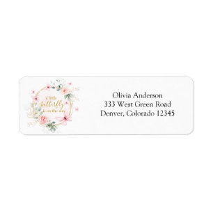 A little butterfly baby shower Return Adres Address Label