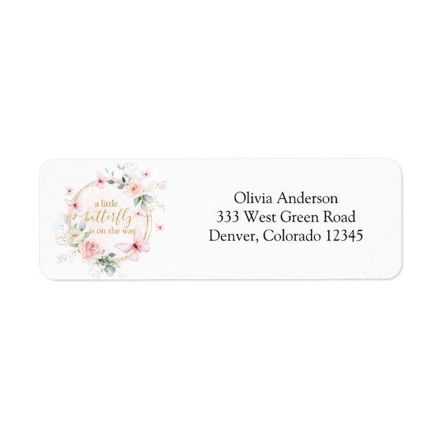 A little butterfly baby shower Return Adres Address Label (Front)