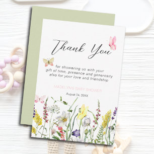A Little Butterfly Baby Shower Thank You Card