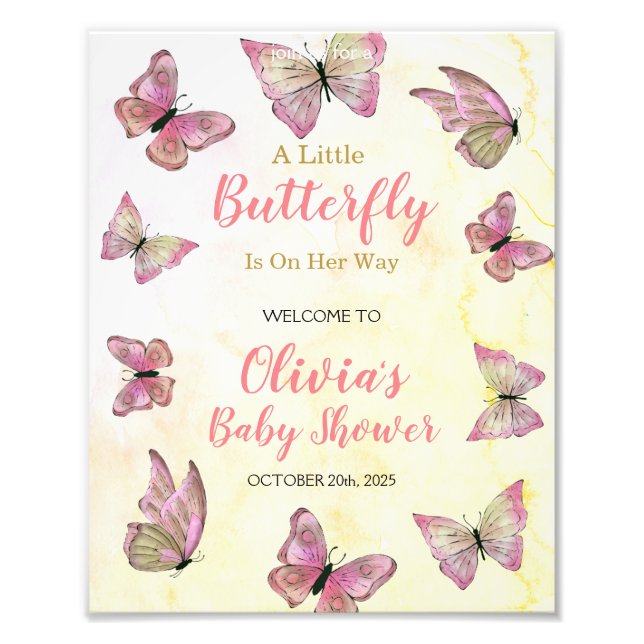 A Little Butterfly Baby Shower Welcome Sign (Front)