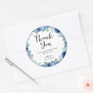 A Little Butterfly Blue Floral Rustic Thank You Classic Round Sticker