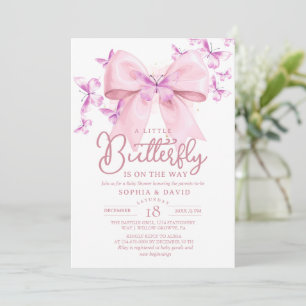  A Little Butterfly Bow Baby Shower  Invitation