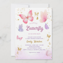 A Little Butterfly cute Boho pink Girl Baby Shower