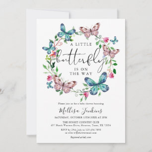 A Little Butterfly Floral Baby Shower Invitation