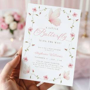 A Little Butterfly Floral Garden Baby Shower Invitation