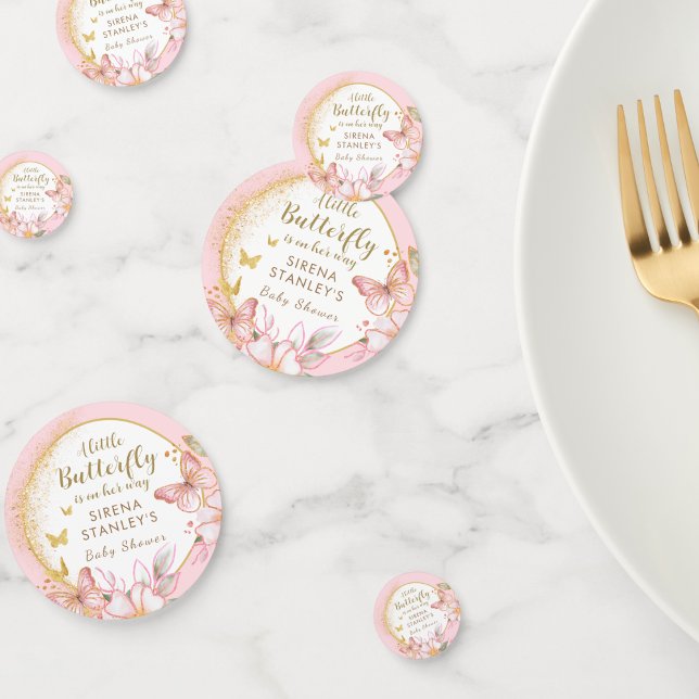 A Little Butterfly I Pink Floral Girl Baby Shower Confetti (Creator Uploaded)