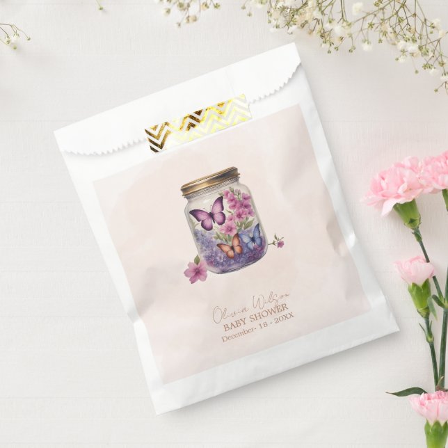 A little Butterfly in a jar floral baby shower  Favour Bag (Sealed)