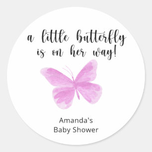 A Little Butterfly is on her way Baby Shower Classic Round Sticker