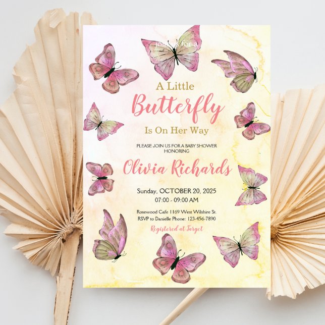 A Little Butterfly Is On Her Way Baby Shower  Invitation (Creator Uploaded)