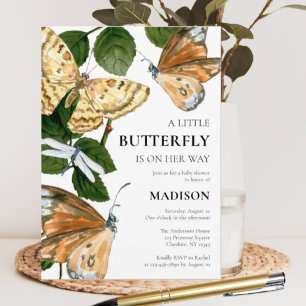 A Little Butterfly Is On Her Way Baby Shower  Invitation