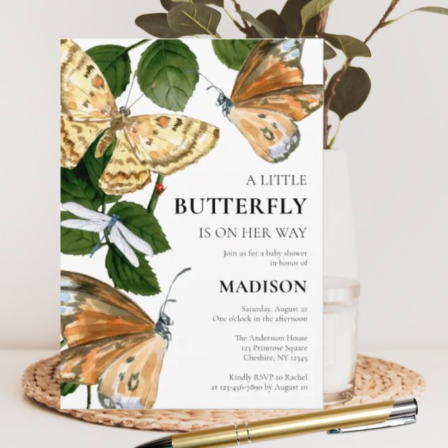 A Little Butterfly Is On Her Way Baby Shower  Invitation (Creator Uploaded)