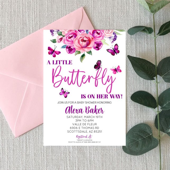 A Little Butterfly Is On Her Way Baby Shower Invitation (Creator Uploaded)