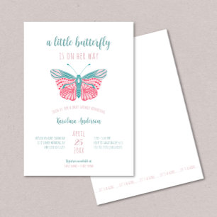 A little butterfly is on her way baby shower invitation