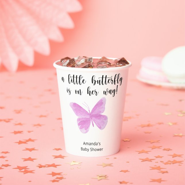 A Little Butterfly is on her way Baby Shower Paper Cups (Insitu)
