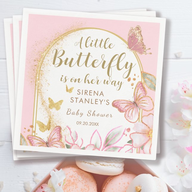 A Little Butterfly is on Her Way Girl Baby Shower Napkin (Creator Uploaded)