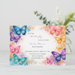 A Little Butterfly Is On It’s Way Girl Baby Shower Invitation