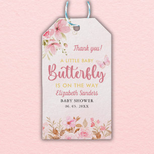 A Little Butterfly is on the Way, Baby Shower Girl Gift Tags