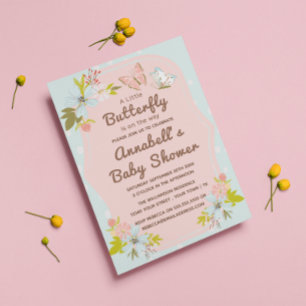 A Little Butterfly is on the way Baby Shower  Invitation