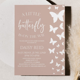 A Little Butterfly Is On The Way Baby Shower Invitation
