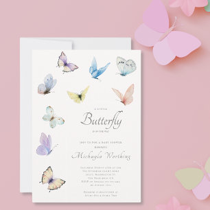 A Little Butterfly is On the Way Baby Shower Invitation
