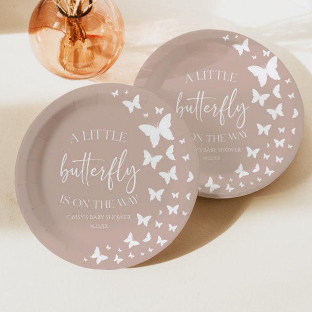 A Little Butterfly Is On The Way Baby Shower Paper Plate (Creator Uploaded)