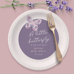 A Little Butterfly is on the Way Baby Shower  Paper Plate