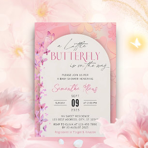A Little Butterfly is on the Way Baby Shower Pink  Invitation