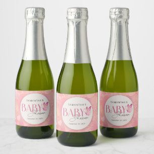 A Little Butterfly is on the Way Baby Shower Sparkling Wine Label