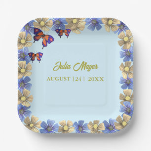 A Little Butterfly Is On The Way Floral Baby Paper Plate