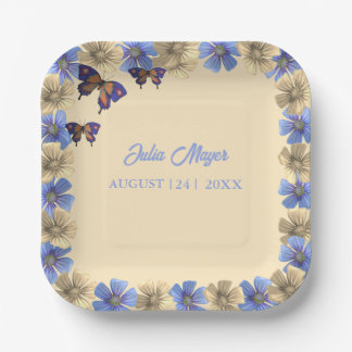 A Little Butterfly Is On The Way Floral Baby  Paper Plate