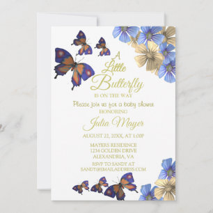 A Little Butterfly Is On The Way Floral Baby Showe Invitation