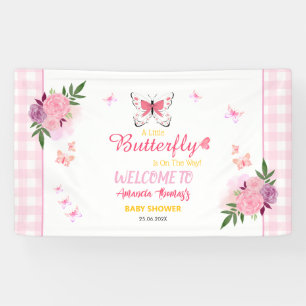 A Little Butterfly Is On The Way Girl Baby Shower  Banner