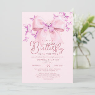 A Little Butterfly Is On The Way Pink Baby Shower Invitation